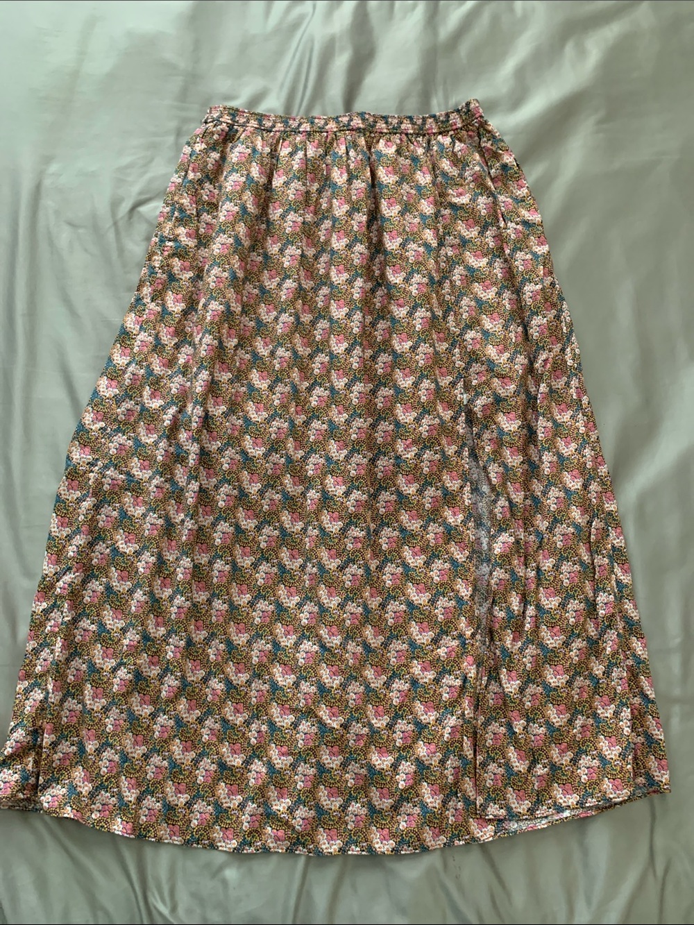 J. Crew Pink and Teal Floral Maxi Skirt - Picture 1 of 6